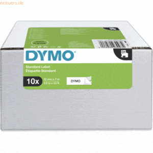 Dymo Etikettenband Dymo D1 12mm/7m schwarz/weiß Vorteilspack VE=10 Stü