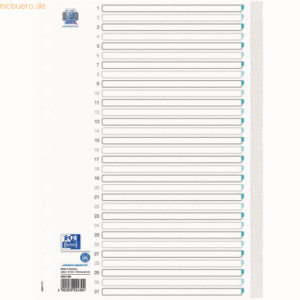 25 x Oxford Register A4 blanko Tauenpapier (RC) 110 g/qm 31-teilig hel