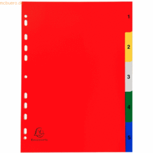 20 x Exacompta Register A4 PP blanco 5-teilig farbig