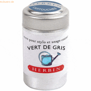 6 x Herbin Tintenpatronen VE=Dose mit 6 Stück vert de gris