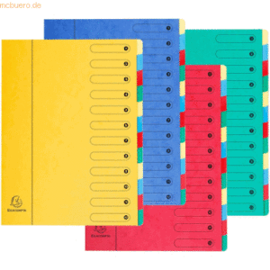 6 x Exacompta Ordnungsmappe A4 12-teilig farbig sortiert
