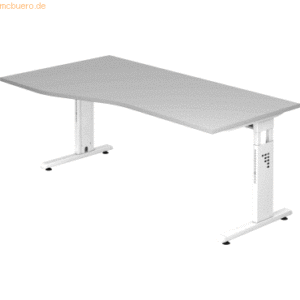 mcbuero.de Schreibtisch C-Fuß 180x100/80cm Grau/Weiß