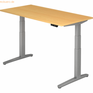 mcbuero.de Sitz-Steh-Schreibtisch elektrisch 160x80cm Buche/Silber