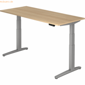 mcbuero.de Sitz-Steh-Schreibtisch elektrisch 180x80cm Eiche/Silber