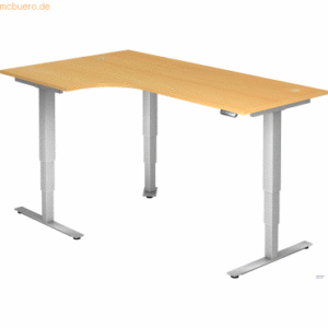 mcbuero.de Schreibtisch 200x120x62-127cm Buche/silber elektrisch höhen