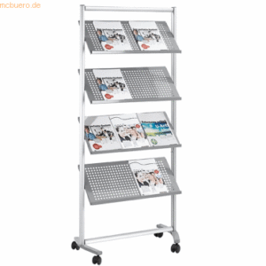 Franken Prospektregal PRO A4 760x1680x420mm silber 12 Ablagen