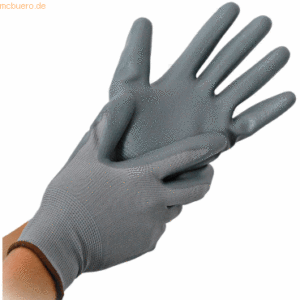 10 x HygoStar Nylon-Feinstrick-Handschuh Craft M/8 grau VE=12 Paar