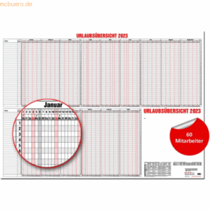 Güss Urlaubsübersicht 120x80cm für 60 Mitarbeiter-Kalendarium 2023