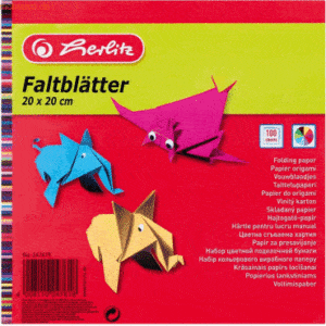 5 x Herlitz Faltblätter 20X20cm 100 Blatt farbig sortiert