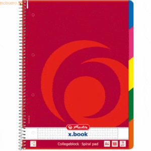 3 x Herlitz Spiralblock A4 100 Blatt kariert 5 Taben