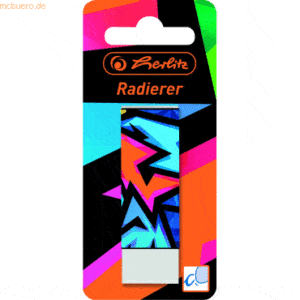 6 x Herlitz Radierer 65x12x21mm Kunststoff neon Art Blister