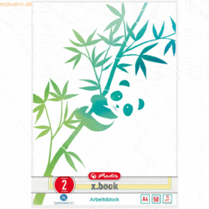 5 x Herlitz Arbeitsblock A4 Greenline 50 Blatt Lineatur 2 Motiv Panda