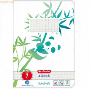 10 x Herlitz Schulheft Greenline A5 16 Blatt Lineatur (07) Motiv Panda