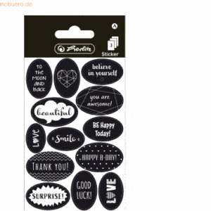 10 x Herlitz Sticker-Etikett oval 3 Blatt Just Black