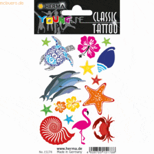 10 x HERMA Schmucketiketten Classic Tattoo Colour Ocean