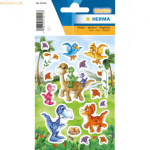 10 x HERMA Schmucketikett Magic Dinokinder 1 Blatt