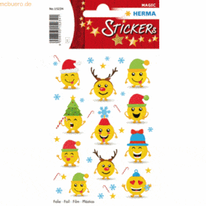 10 x HERMA Schmucketikett Magic Weihnachtsemojis Folie 1 Blatt