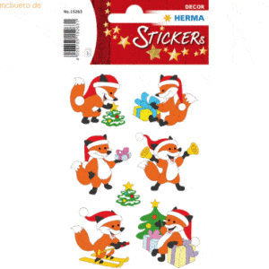 10 x HERMA Schmucketikett Decor Weihnachtsfuchs 3 Blatt