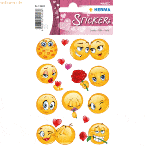 10 x HERMA Schmucketikett Magic Love Faces Seide 1 Blatt