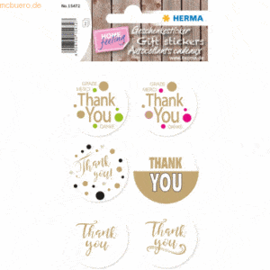 10 x HERMA Schmucketikett Home Geschenkesticker Thank You