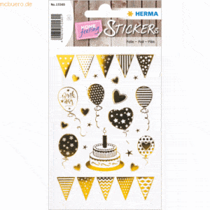 10 x HERMA Sticker Birthday Party Goldfolie