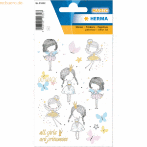 10 x HERMA Sticker Märchen Prinzessin Glitter