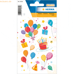 10 x HERMA Sticker Birthday Party mit glitzernden Steinen