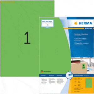 HERMA Etiketten grün 210x297mm Special A4 VE=100 Stück