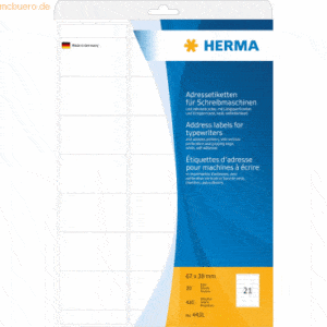 HERMA Adress-Etiketten 67x38mm auf A4-Blättern Ecken rund VE=420 Stück