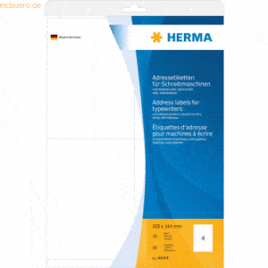 HERMA Adress-Etiketten 105x144mm auf A4-Blättern Ecken spitz VE=80 Stü