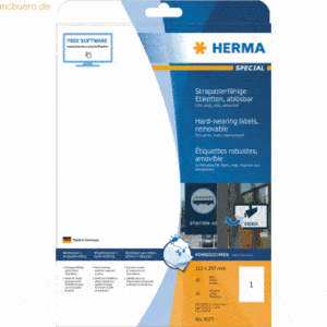 Herma Etiketten 210x297mm Folie weiß wiederablösbar VE=20 Stück