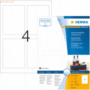 HERMA Flaschenetiketten Inkjet A4 90x120mm Glossy-Papier weiß VE=160 S