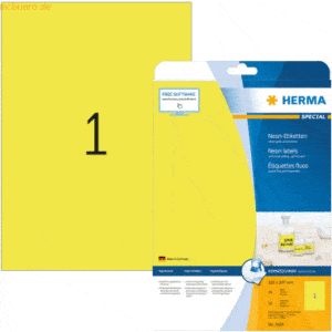 HERMA Etiketten neon-gelb 210x297mm Special A4 LaserCopy 20 Stück