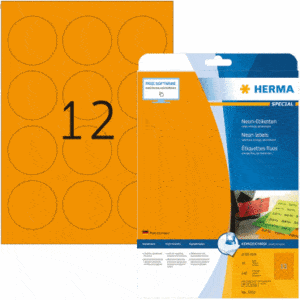 HERMA Etiketten neon-orange Durchmesser 60mm Special A4 LaserCopy 240