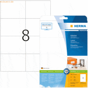 HERMA Etiketten weiß 105x74mm Premium A4 VE=80 Stück