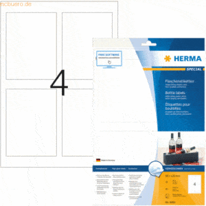 HERMA Flaschenetiketten Glossy weiß 90x120mm Special A4 VE=40 Stück