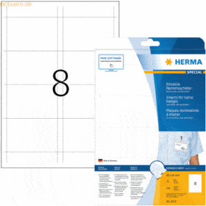 HERMA Einsteck-Namensschilder A4 90x60mm 200 Stück (25 Blatt)