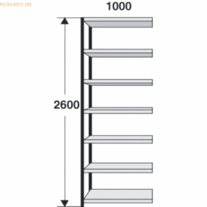 Kerkmann Magazin-Regal Stora 100 Regalfeld BxTxH 100x40x260cm schwarz/