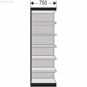 Kerkmann Büro-Regal Progress 2000 Regalfeld HxBxT 2600x750x300mm 7 Böd