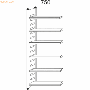 Kerkmann Design-Regal M2 Regalfeld BXHxT 750x2600x400mm 6 Böden alusil