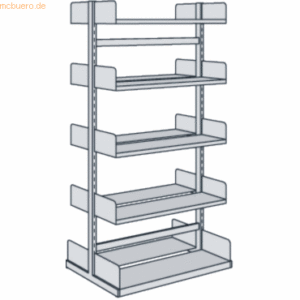 Kerkmann Bibliotheks-Regal Univers doppelt Grundfeld 100x25x200cm mit