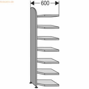 Kerkmann Eckfeld Büroregal Dante BXHxT 600x2600x600mm weiß 7 Böden