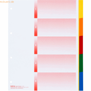 Kolma Register A4 PP XL blanko 5-teilig 5-farbig