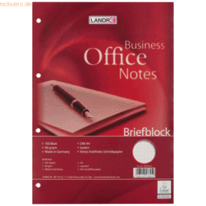 5 x Landre Briefblock Work A4 100 Blatt kariert 70g/qm gelocht weiß