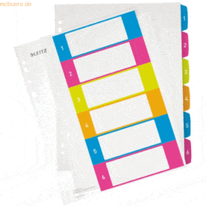 Leitz Plastikregister Wow 1-6 A4 PP 6 Blatt farbig