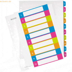 Leitz Plastikregister Wow 1-10 A4 PP 10 Blatt farbig