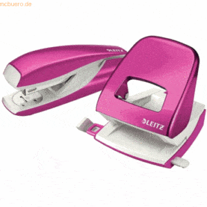 Leitz Locher NeXXt 5008 und Heftgerät NeXXt 5502 im Set pink metallic