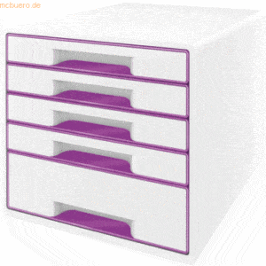 Leitz Schubladenbox Wow Cube 5 Schubladen PS perlweiß/violett