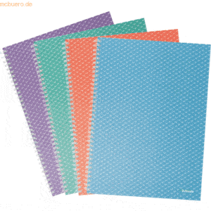 4 x Esselte Collegeblock Colour'Breeze A4 liniert 80 Blatt sortiert