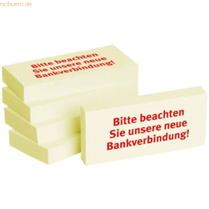 Litfax Haftnotizen 75x35mm gelb 'Bitte beachten Sie unsere neue Bankve